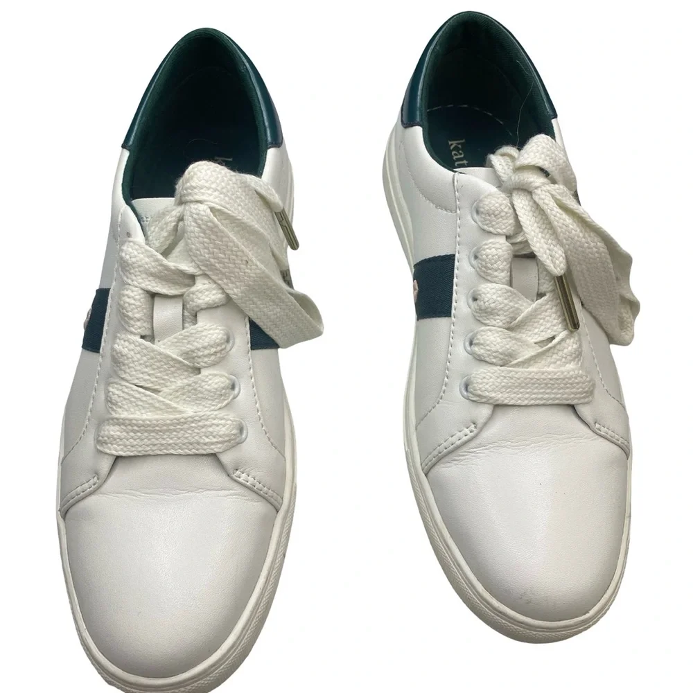 Kate Spade Iggy low top court sneakers white peacock sapphire green woman’s 7.5 - Picture 3 of 8